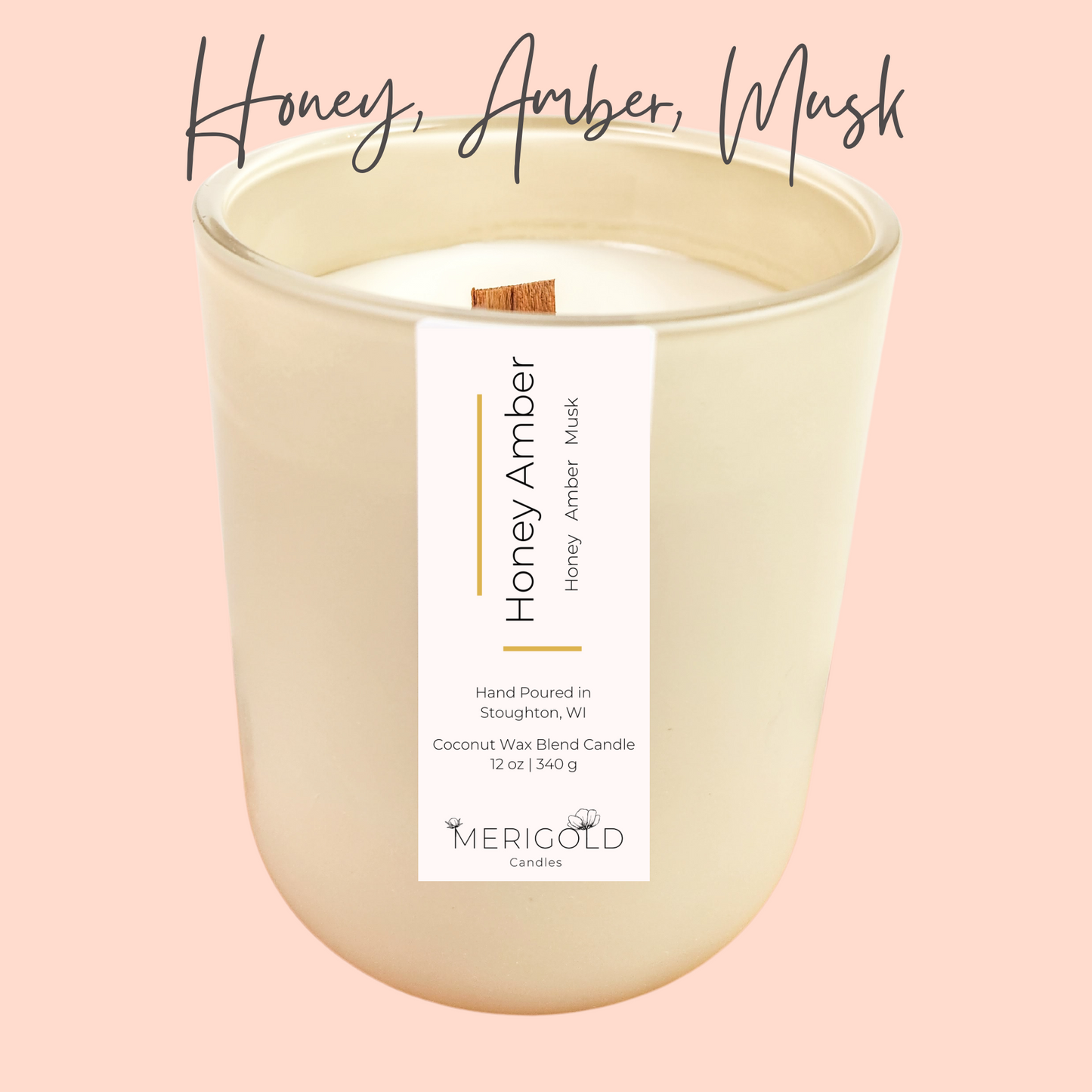 Honey Amber Candle- Honey, Amber, Musk